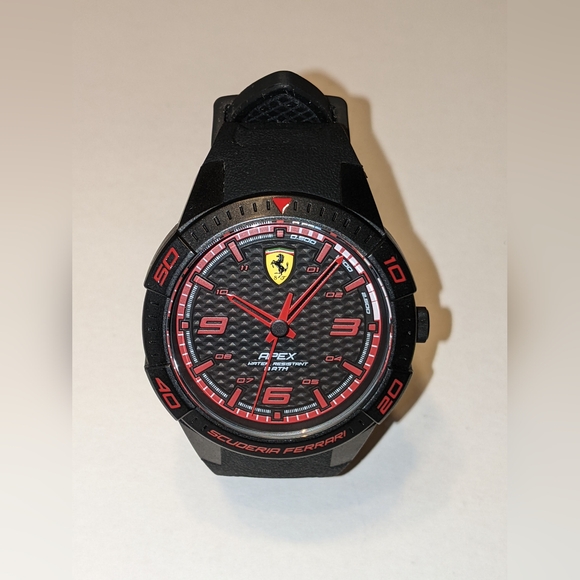 Genuine Scuderia Ferrari Apex Black Silicone Men's Watch *RARE*